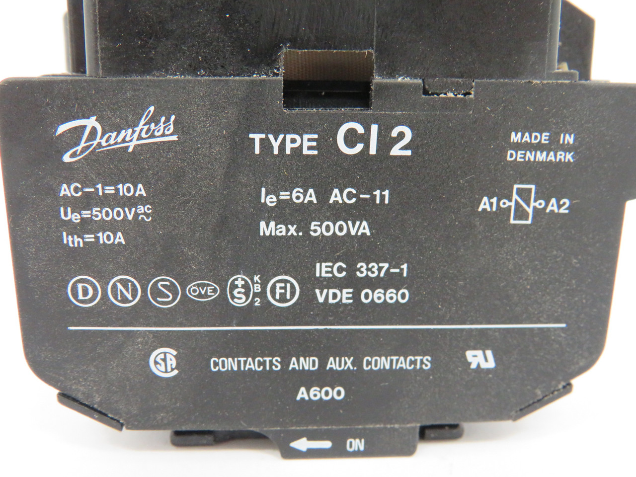 Danfoss 037H0002-94 CI2 Contactor 500V 50Hz 600V 60Hz 3P USED