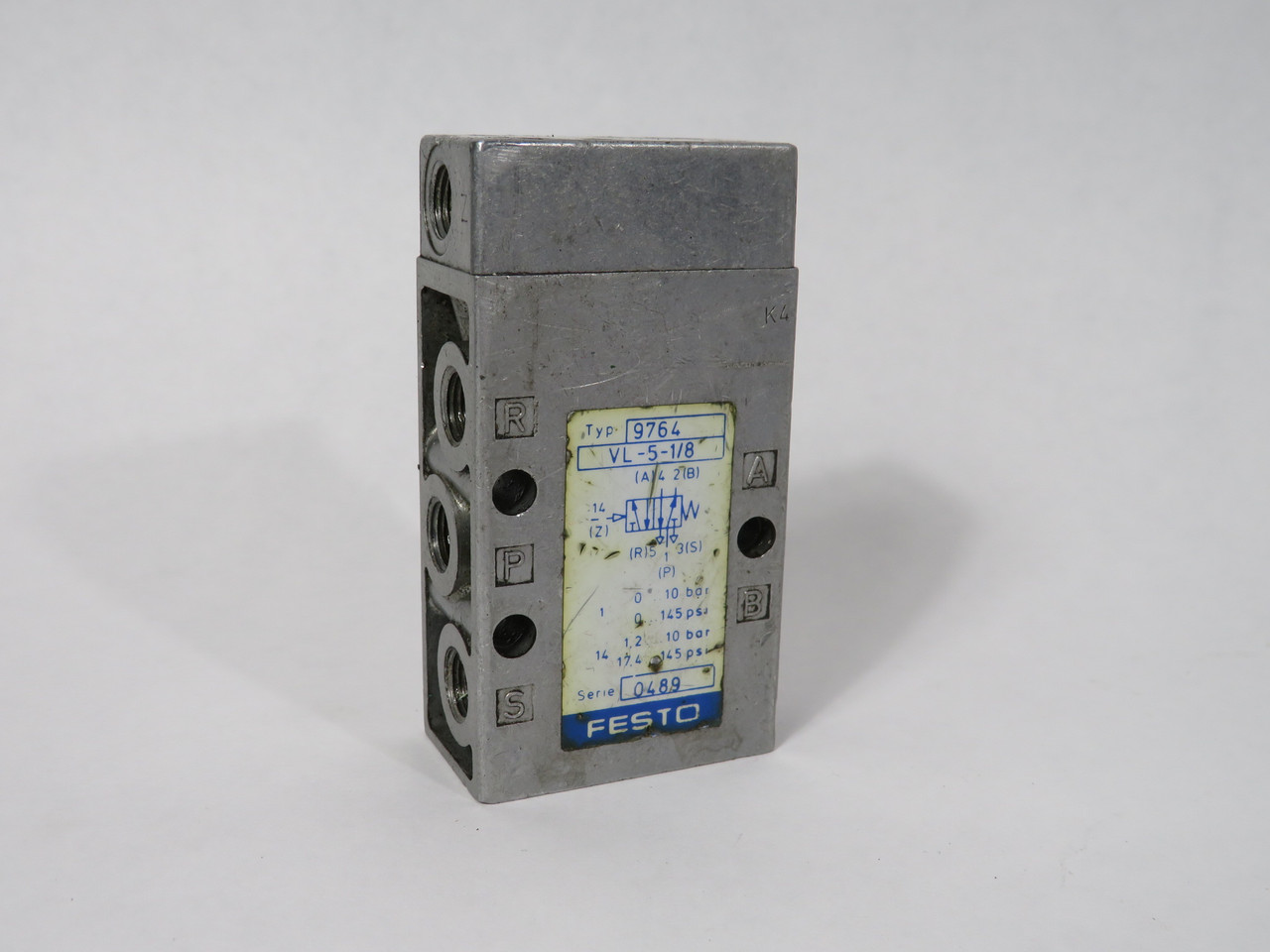 Festo 9764 VL-5-1/8 5/2-Way Poppet Seat Valve G1/8 0-10 bar 0-145 psi USED