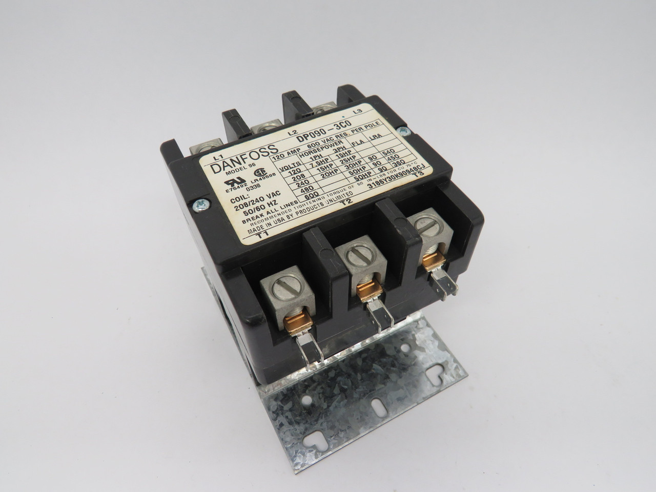 Danfoss DP090-3C0 Magnetic Contactor 208/240VAC 50/60Hz 90FLA BOX DAMAGE NEW