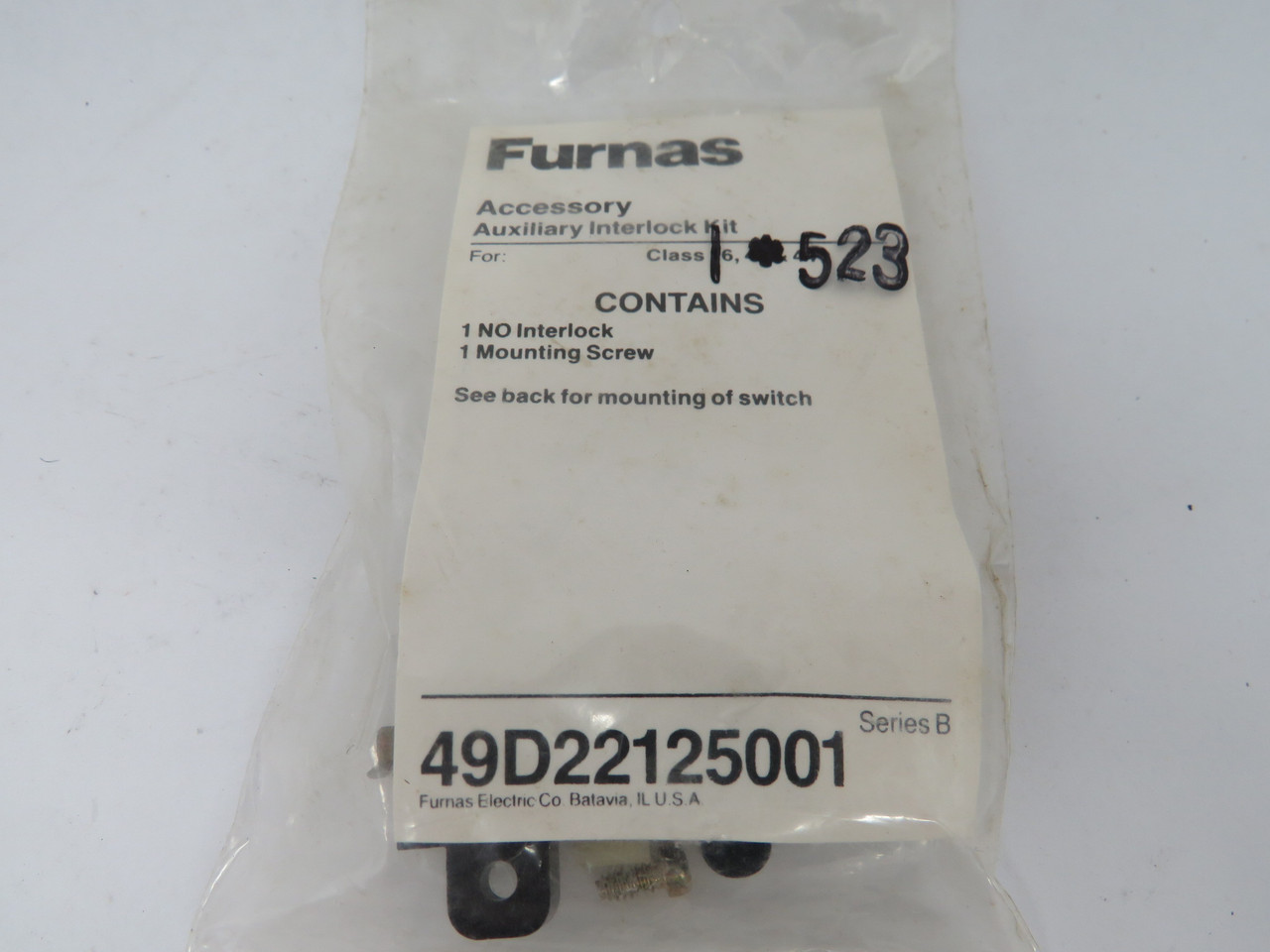 Furnas 49D22125001 Series B Definite Purpose Auxiliary Contact 1NO 75-90A NWB