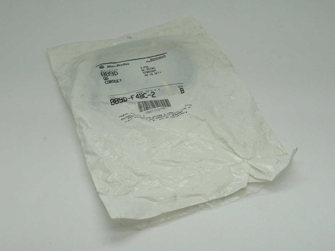Allen-Bradley 889D-F4BC-2 Quick Disconnect Micro Cable Ser. B 4-Pin 2m L NWB