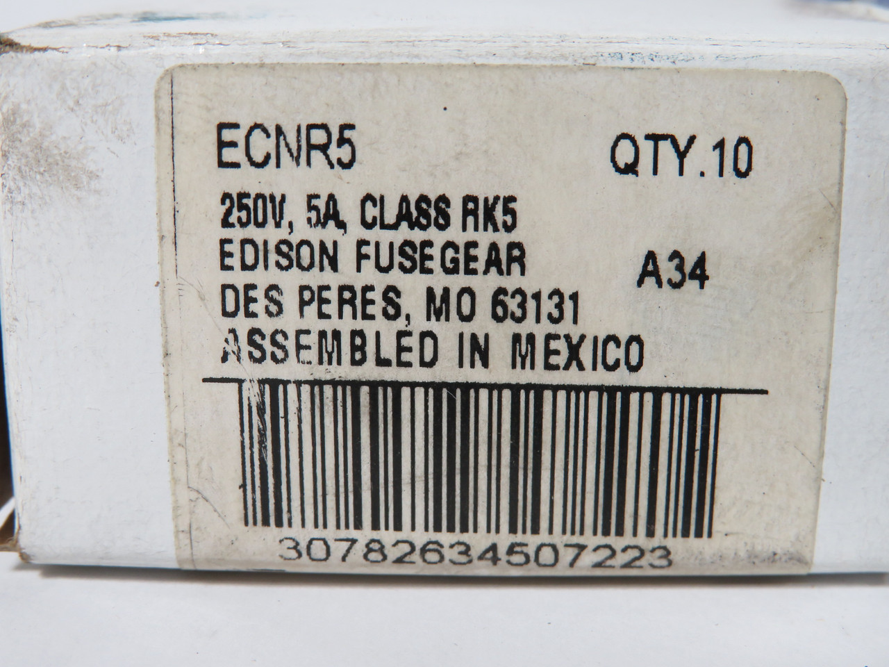 Edison ECNR5 Dual-Element Time-Delay Fuse 5A 250VAC 125VDC 10-Pack NEW