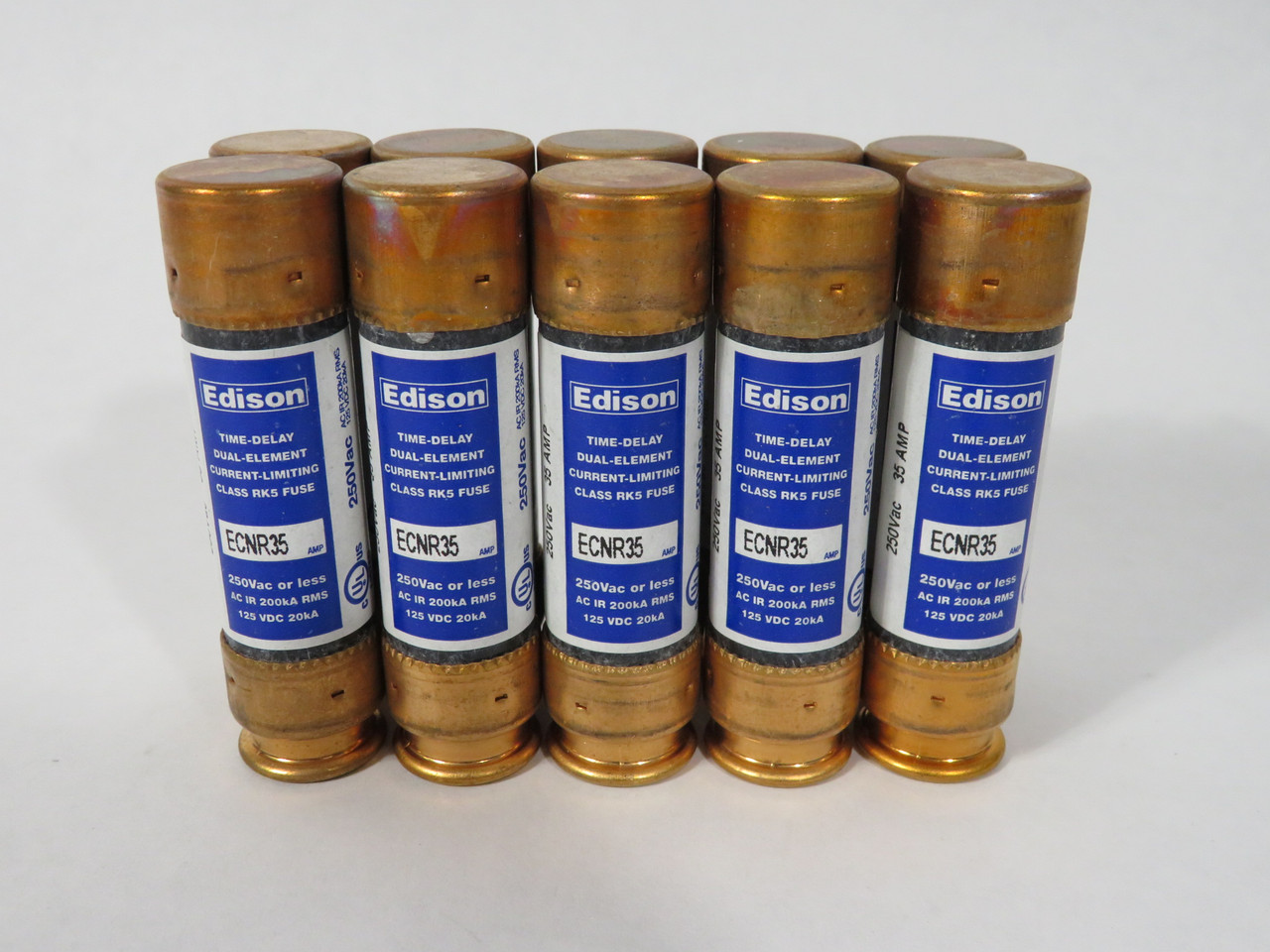 Edison ECNR35 Time-Delay Fuse 35A 250VAC 125VDC 10-Pack BOX DAMAGE NEW