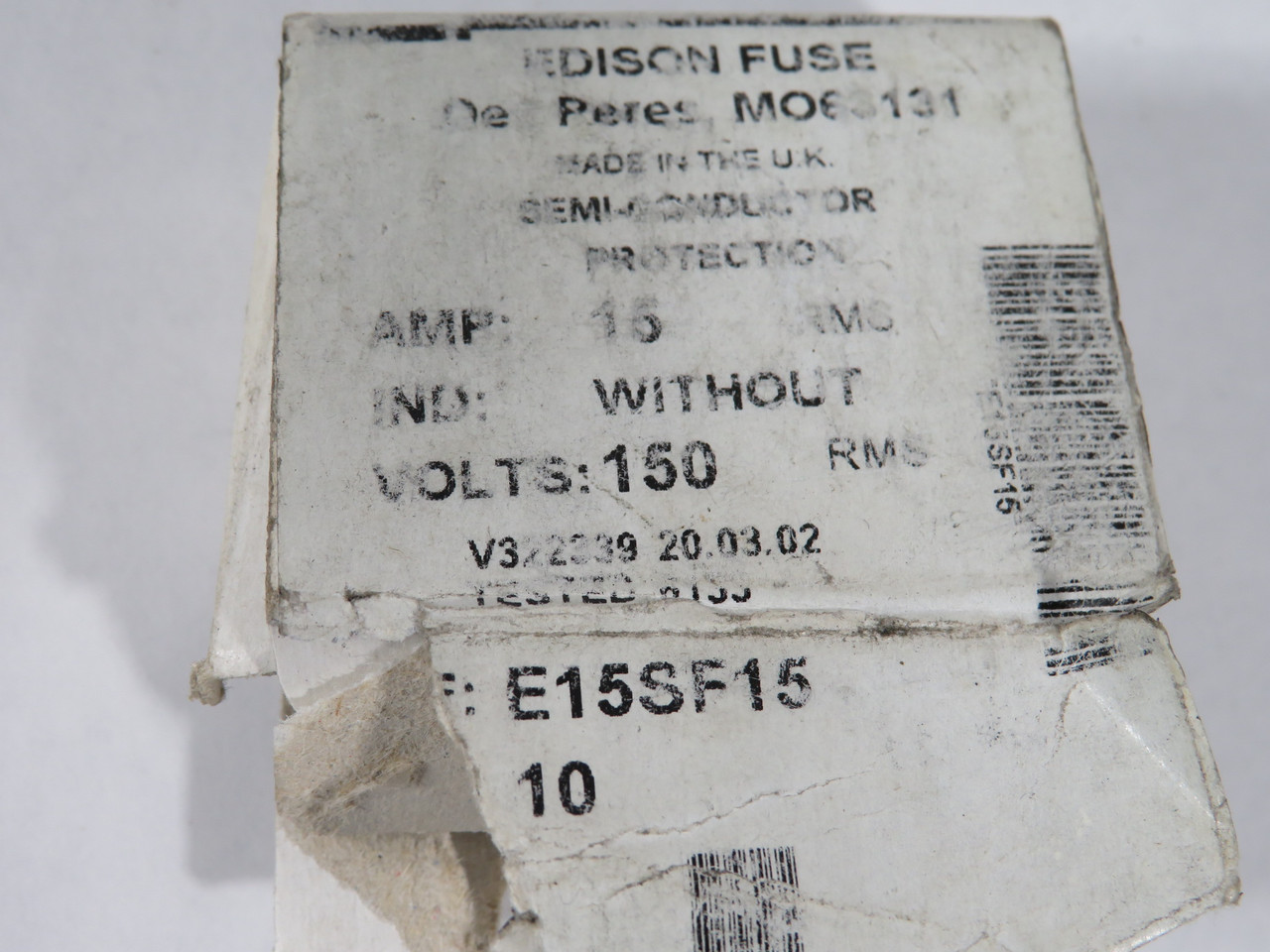 Edison E15SF15 High-Speed Fuse 15A 150V Lot of 9 BOX DAMAGE NEW