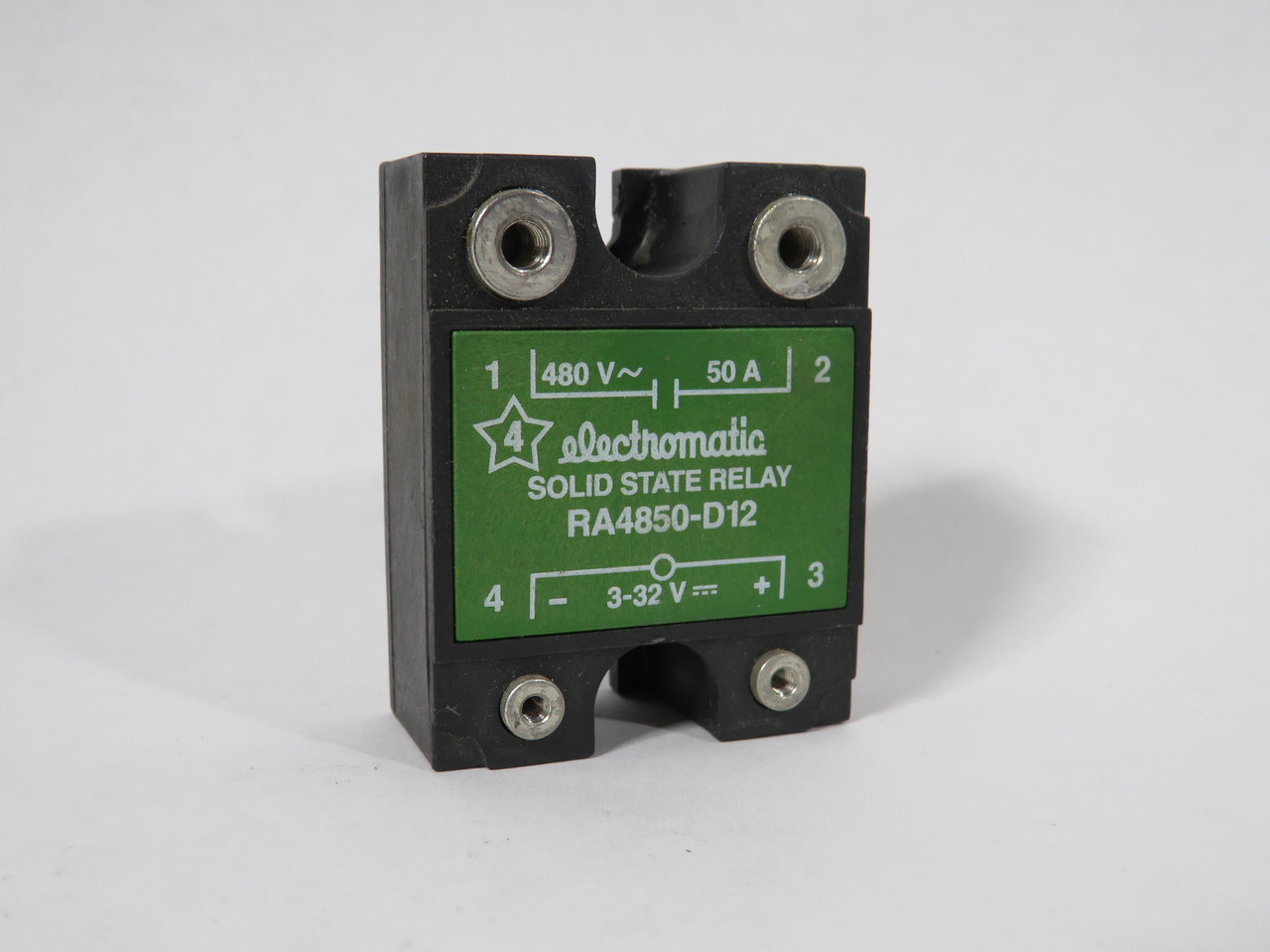 Electromatic RA4850-D12 Solid State Relay 480VAC 50A 3-32VDC NO SCREWS USED