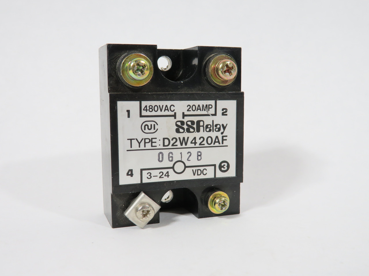 Nihon Inter Electronics D2W420AF Solid State Relay 480VAC 20A 3-24VDC USED