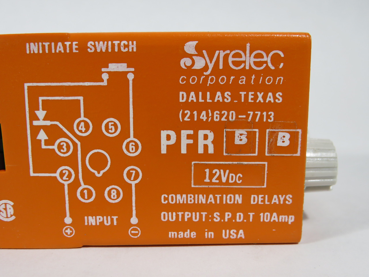 Syrelec PFRBB12D Combination Time-Delay Relay 12VDC 10A SPDT SHELF WEAR NEW