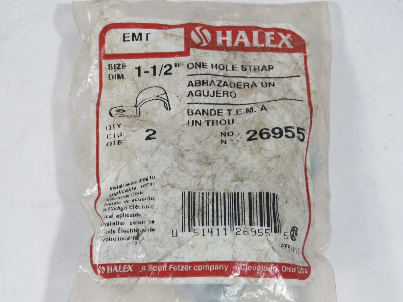 Halex 26955 EMT 1-Hole Strap 1-1/2" 2-Pack NWB