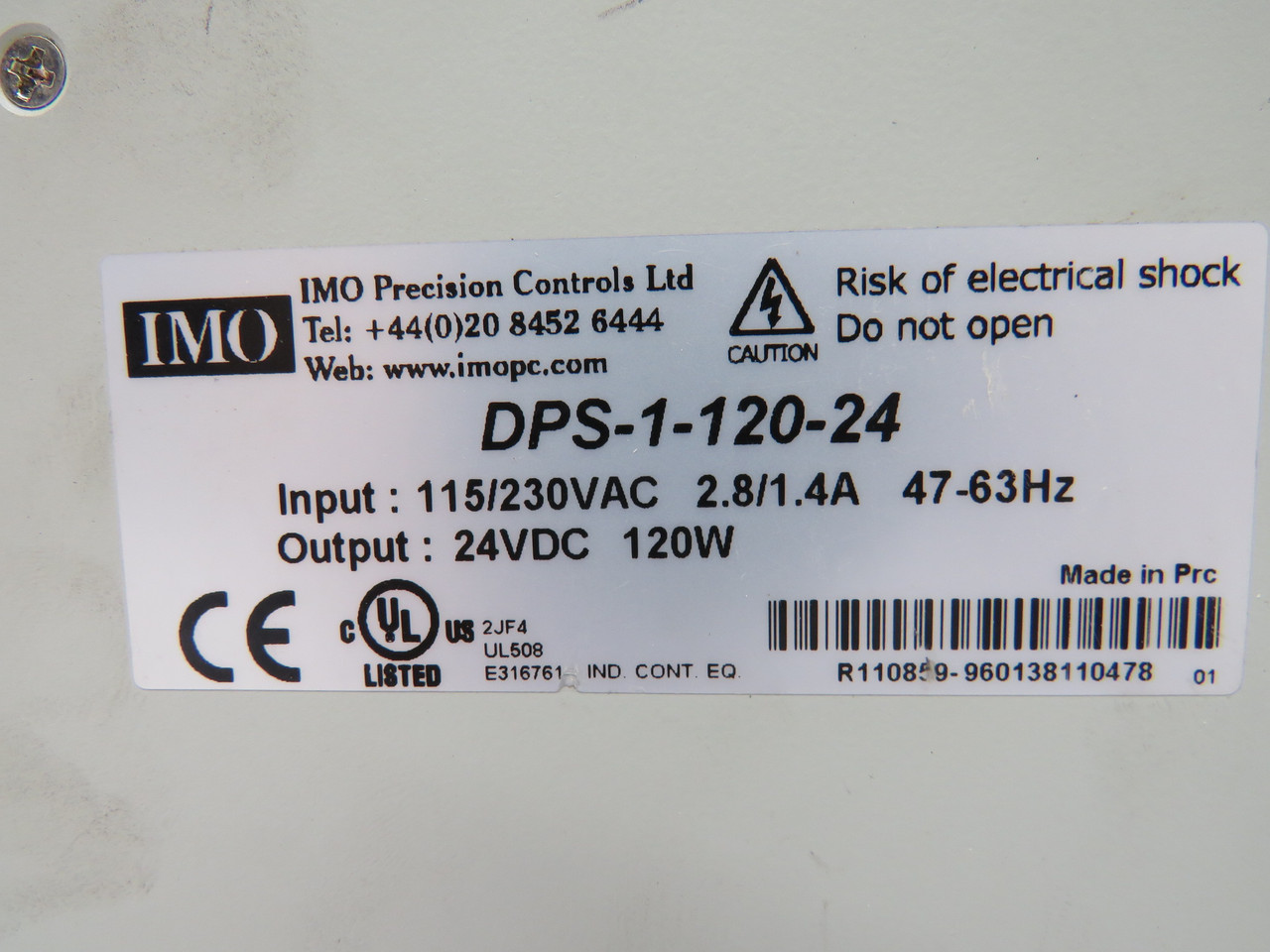 IMO DPS-1-120-24 Power Supply 24VDC 120W Input: 115/230VAC 2.8/1.4A 47-63Hz USED