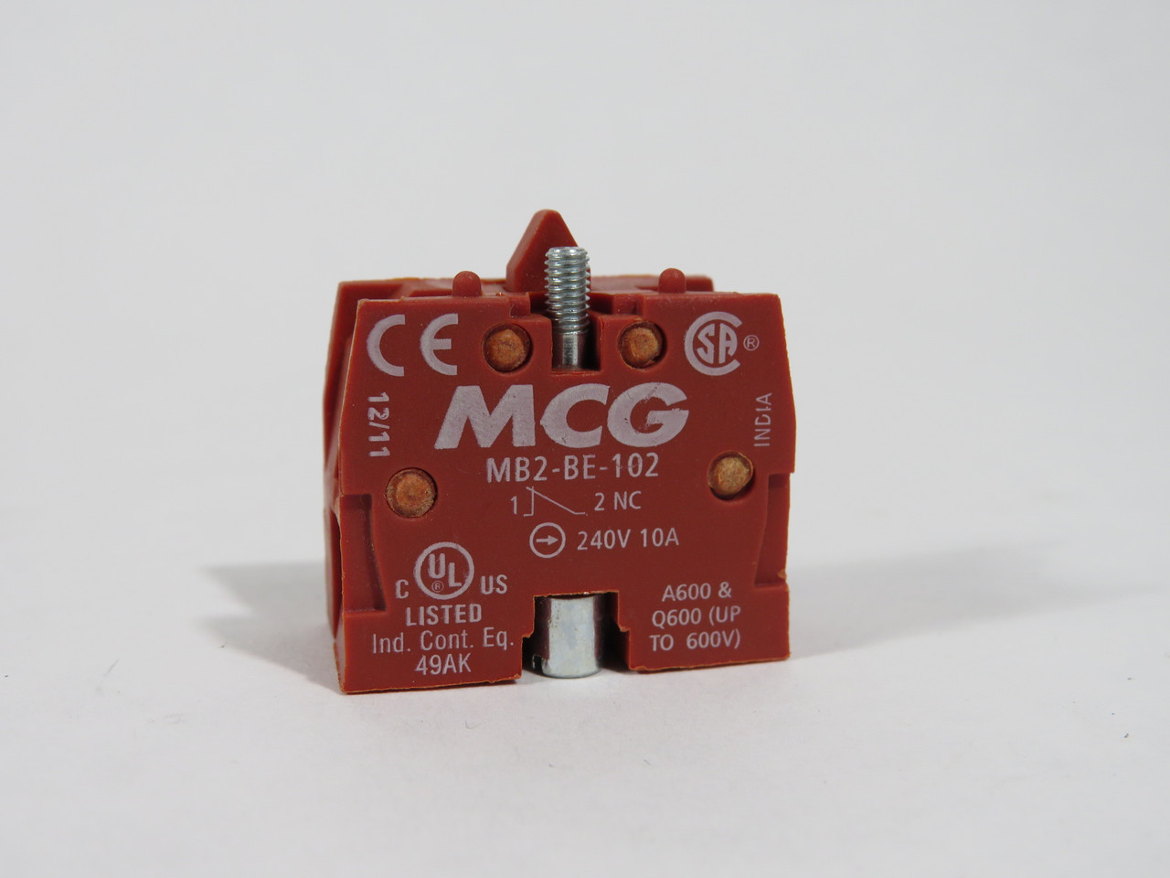 MCG MB2-BE-102 Contact Block 240V 10A 1NC NWB