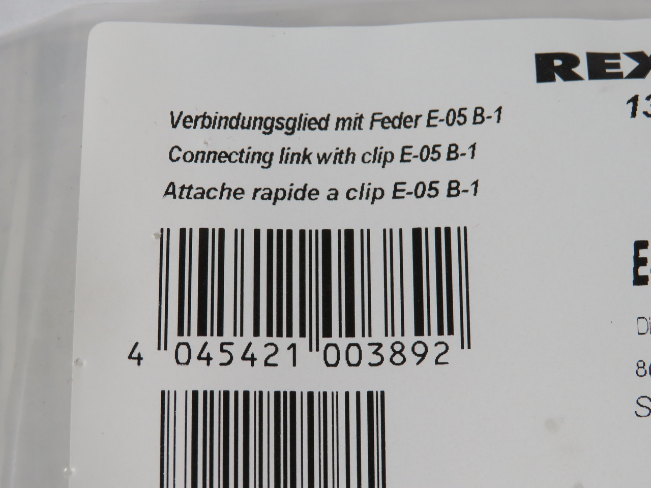 Rexnord E-05-B-1 Connecting Chain Link 8mm Pitch Lot of 4 NWB