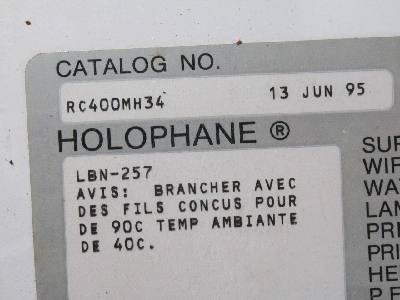 Holophane RC400MH34 Indoor Ballast 400W 347V 60Hz 1.38A DMG BOX ! NEW !