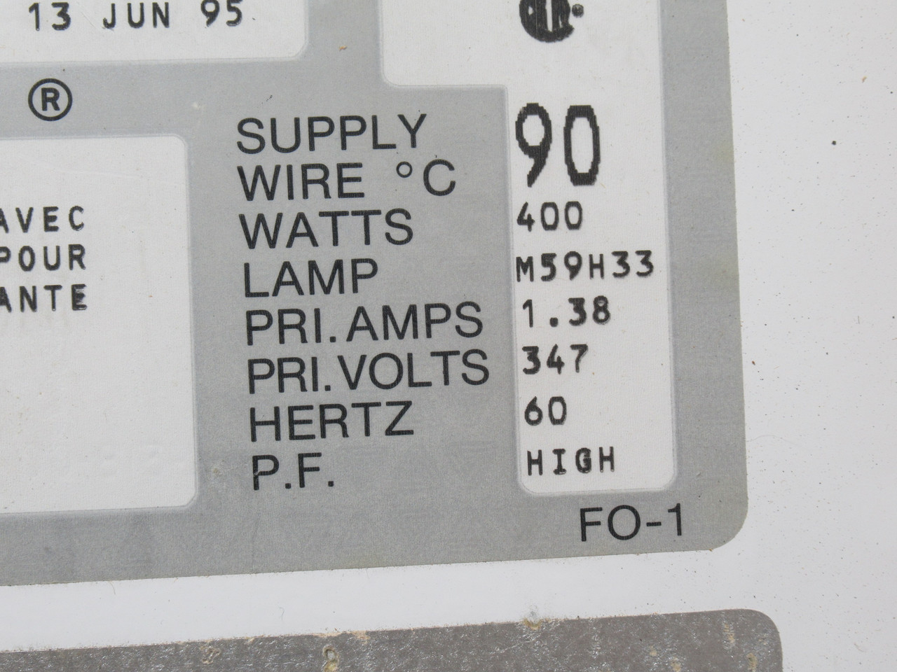 Holophane RC400MH34 Indoor Ballast 400W 347V 60Hz 1.38A DMG BOX ! NEW !