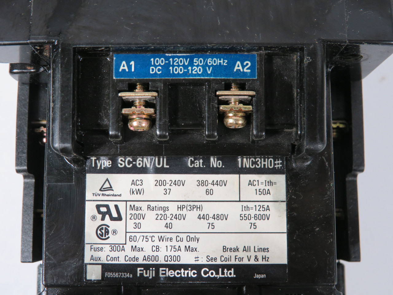 Fuji Electric SC-6N/UL Contactor 100-120VAC 50/60Hz 100-120VDC USED