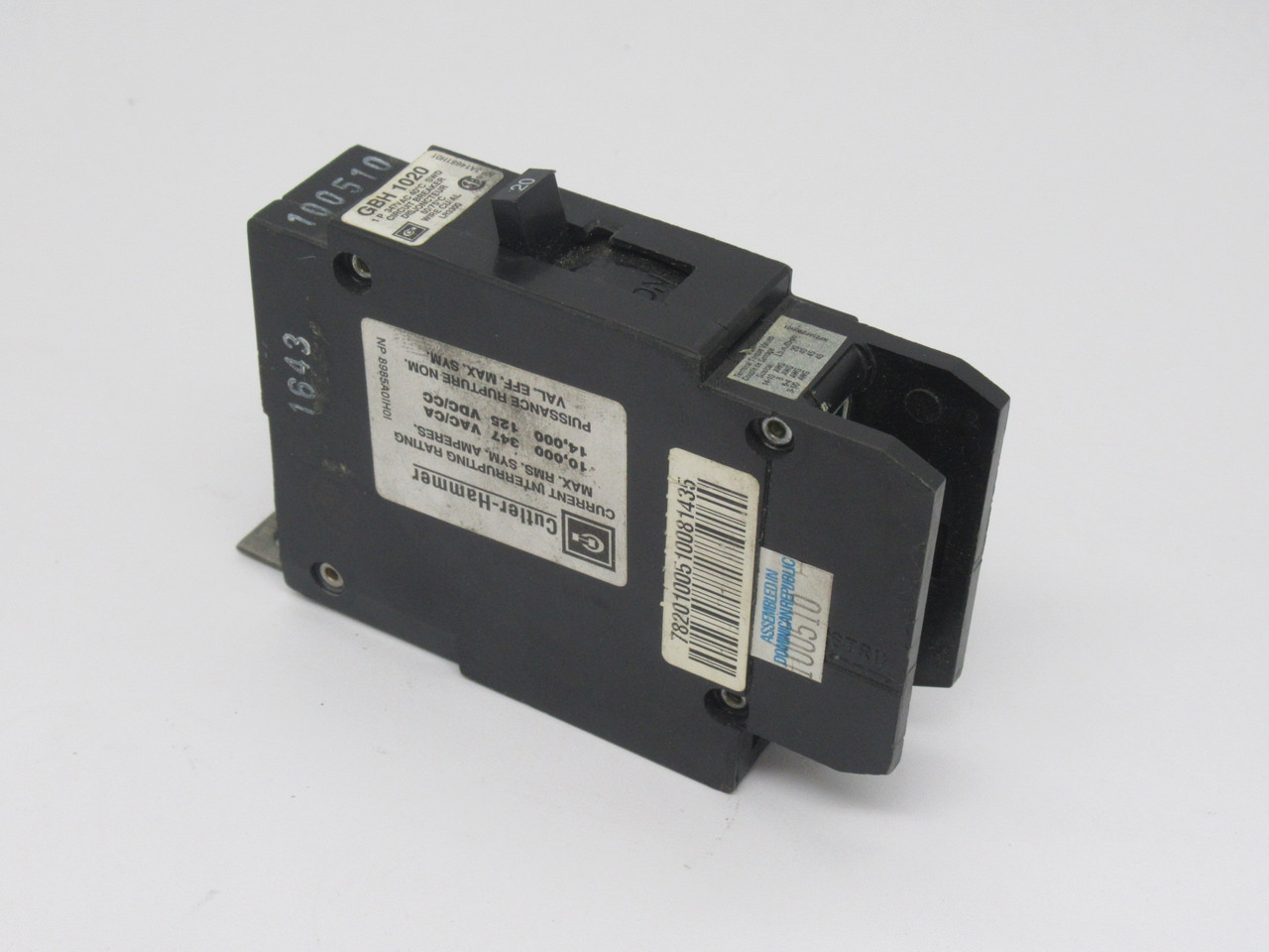 Cutler-Hammer GBH1020 Circuit Breaker 20A 347VAC 1-Pole USED