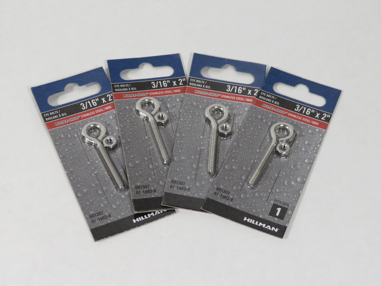 Hillman 601307 Stainless Steel Eye Bolt 3/16" x 2" Lot of 4 NEW