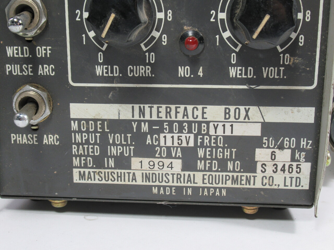 Panasonic YM-503UBY11 Robot Welding Arm Interface Box 115VAC 20VA 50/60Hz USED