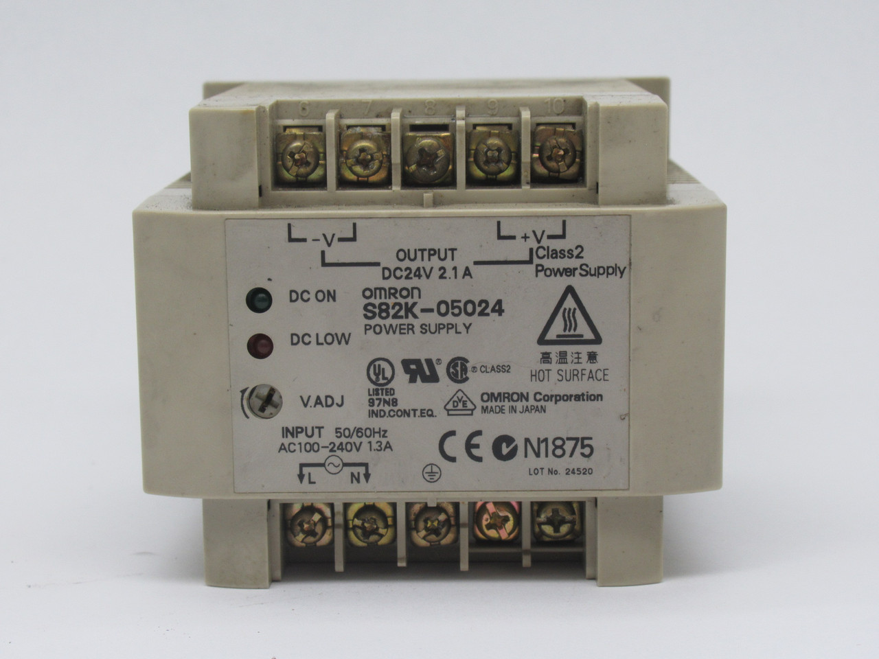 Omron S82k-05024 Power Supply 24VDC 2.1A Out 100-240VAC 1.3A In USED