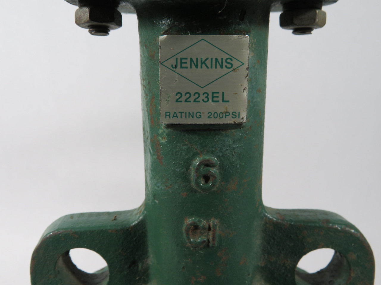 Jenkins 2223EL Wafer-Style Butterfly Valve 6" Cast Iron 200 psi USED