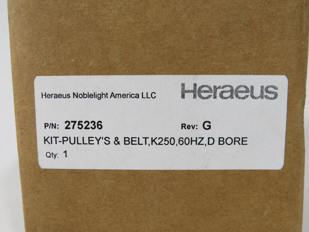 Heraeus 275236 Pulley and Belt Kit for K250 Blower I250B 60Hz D Bore NO BELT NEW