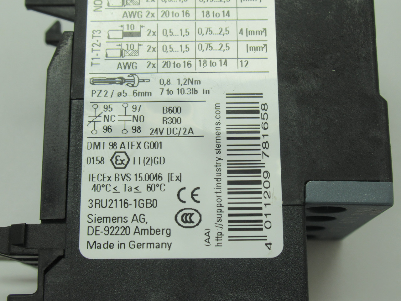 Siemens 3RU2116-1GB0 Overload Relay 4.5-6.3A NEW