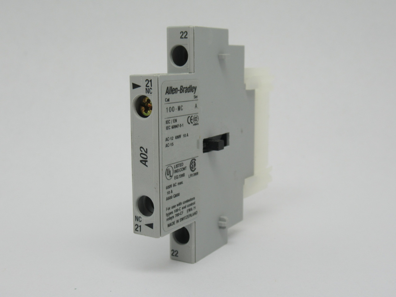 Allen-Bradley 100-MCA02 Ser.A Mechanical/Electrical Interlock 2P 2NC NEW
