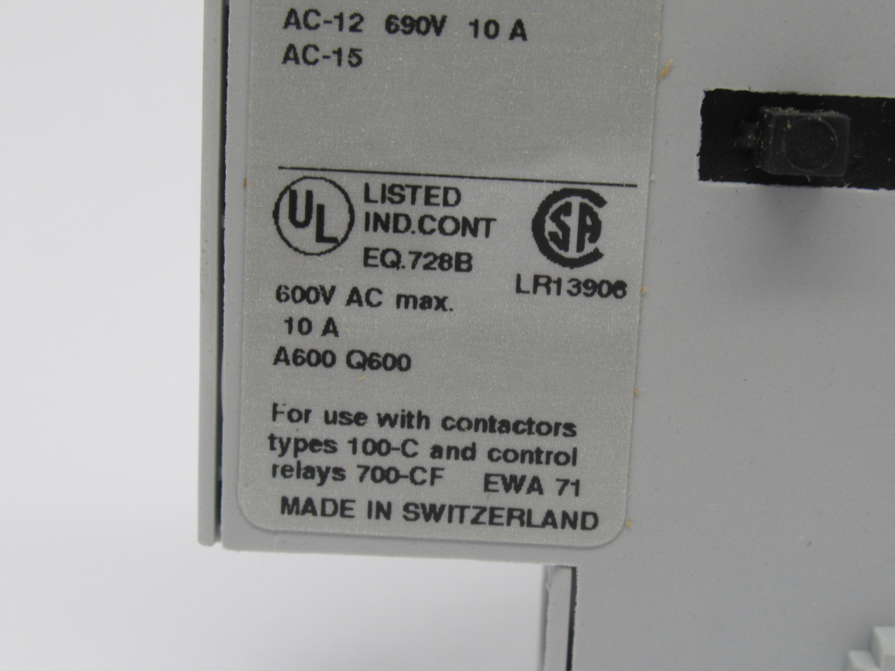 Allen-Bradley 100-MCA02 Ser.A Mechanical/Electrical Interlock 2P 2NC NEW