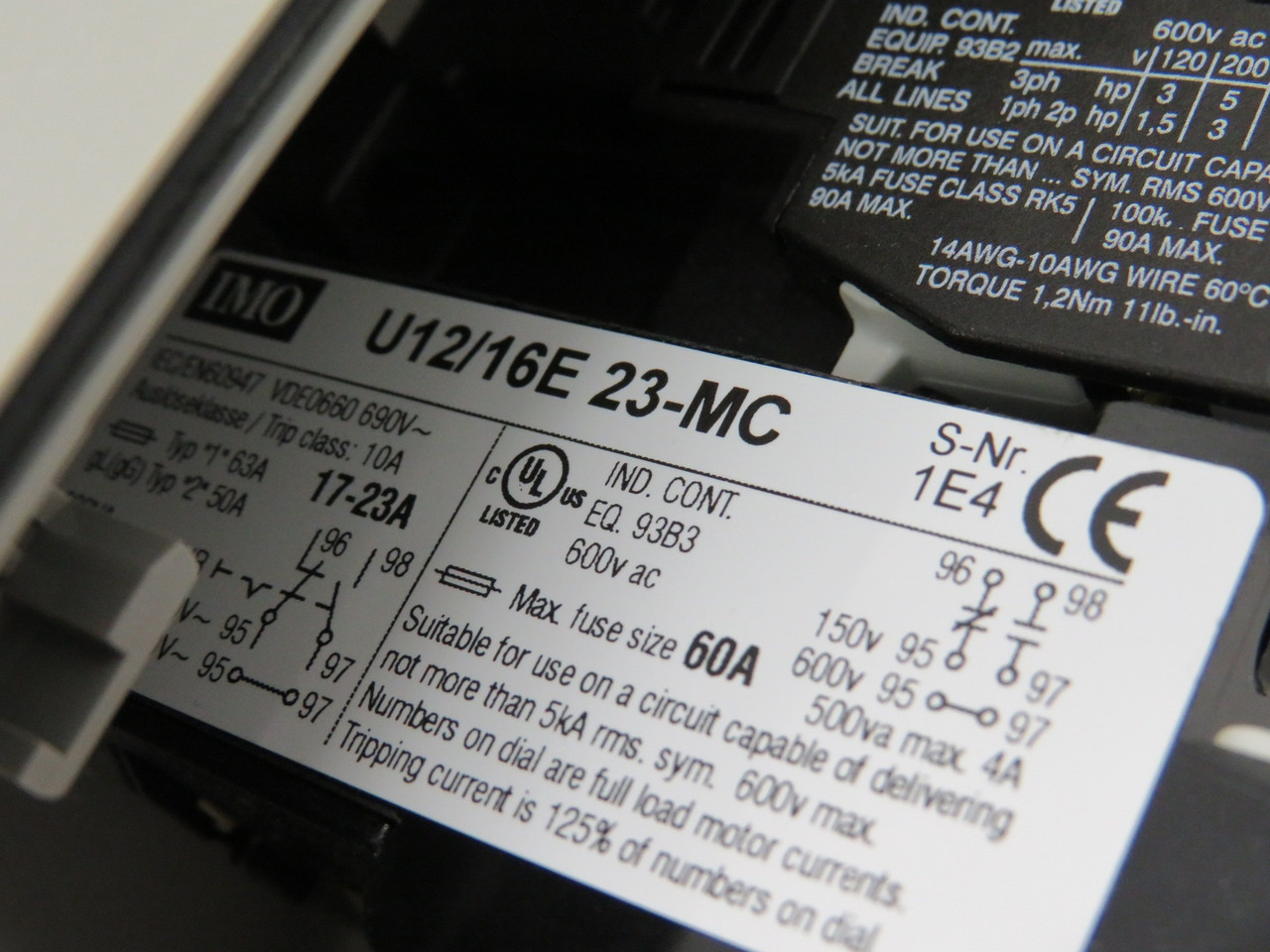 IMO Customized Starter C/W MC22N-S-10 220-240V 50Hz 230-264V 60Hz 17-23Amp NOP