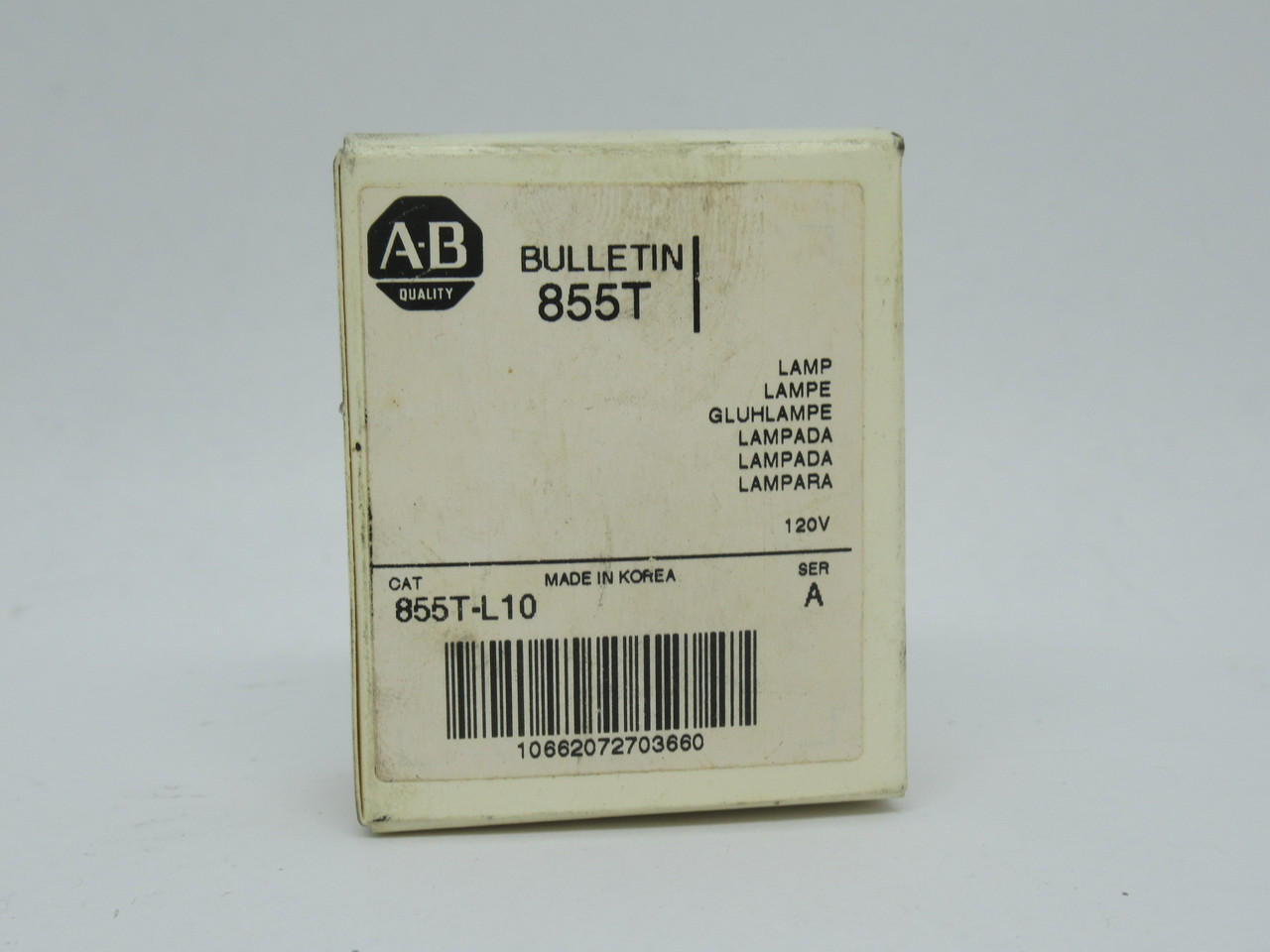 Allen-Bradley 855T-L10 Stack Light Incandescent Lamp Ser. A 120VAC 7W NEW