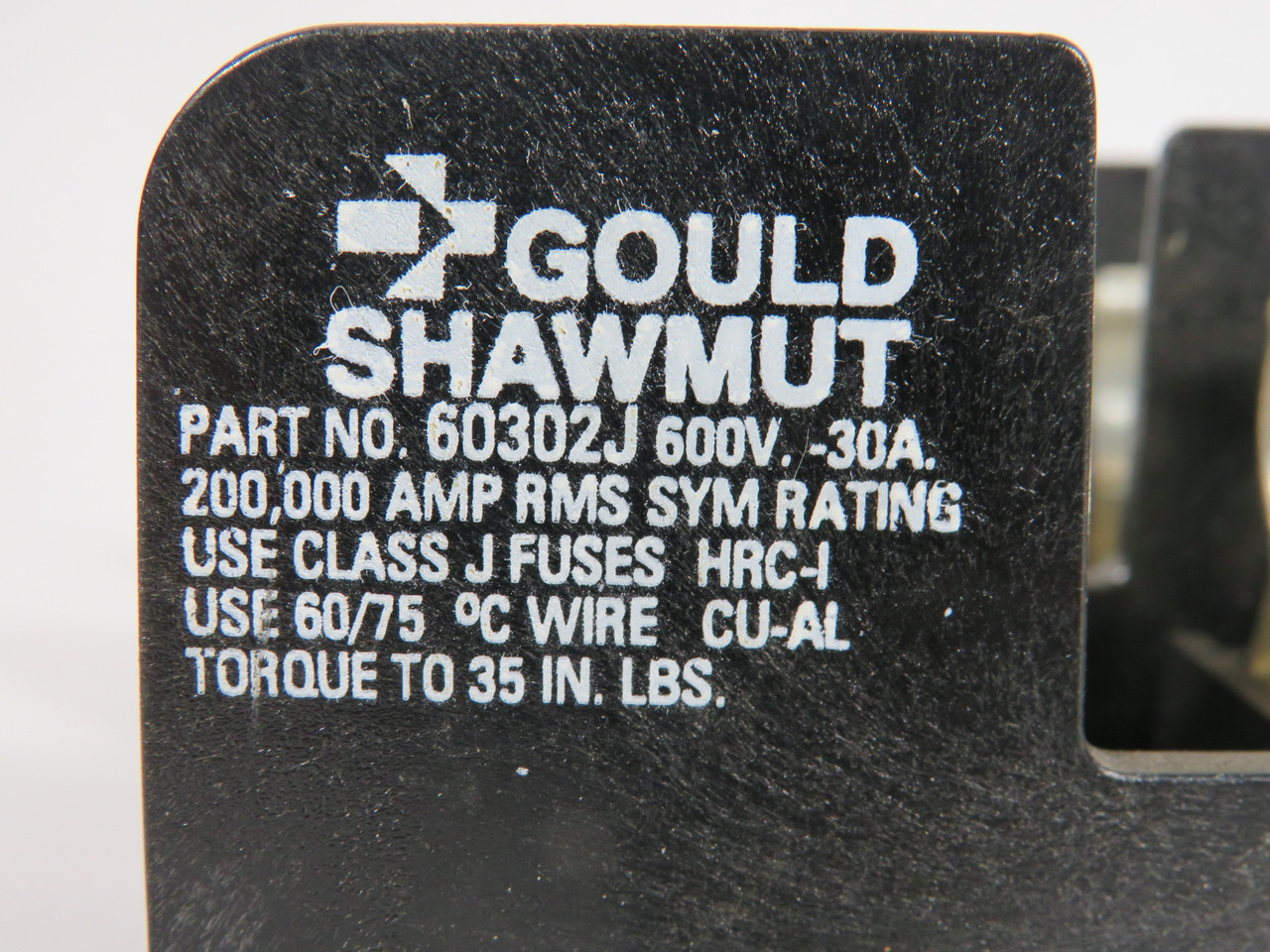 Gould Shawmut 60302J Fuse Block 30A 600V 2-Pole USED