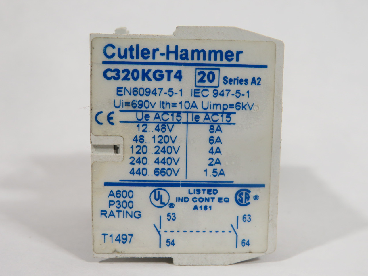 Cutler-Hammer C320KGT4 Auxiliary Contact 4NO 660V 1.5A USED