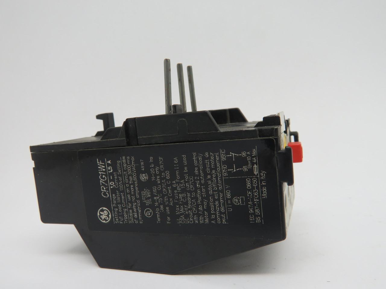 General Electric CR7G1WF Overload Relay 1 - 1.5 Amp USED