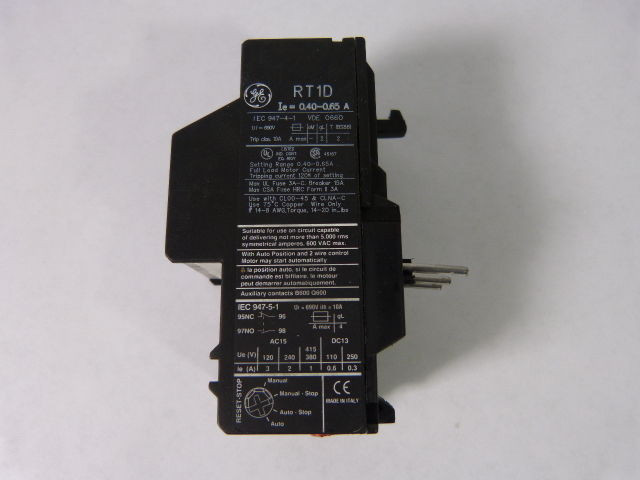 General Electric RT1D Overload Protection Relay 0.4-0.65Amp 3Pole 690V USED