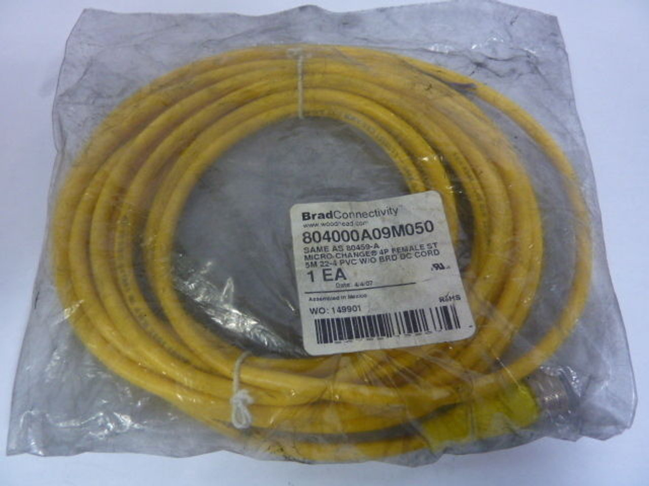 Brad Harrison 804000A09M050 4 Position Micro Change Cord 4A 250VAC/DC 5m NEW