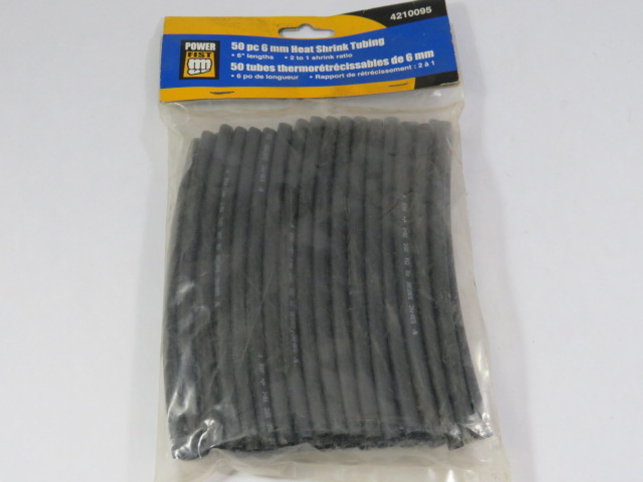 Power-Fist 4210095 Heat Shrink Tubing 6mm W 6" L 2:1 Ratio 50-Pack ! NWB !