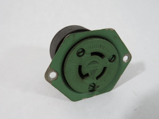Hubbell 4715 Flanged Twist-Lock Connector 15A 125V 3W 2P USED