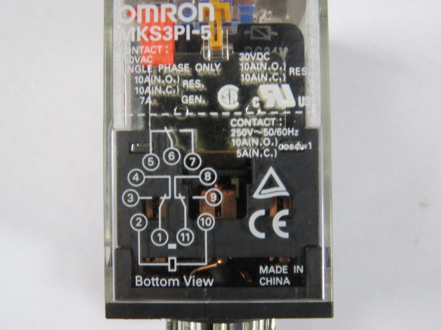 Omron MKS3PI-5 DC24 Power Relay 24VDC Coil 10A  250VAC 11-Pin USED
