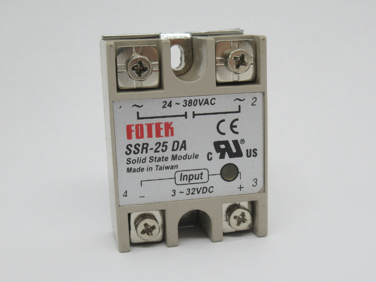 Fotek SSR-25DA Solid State Relay Module 24-380VAC 25A Output 3-32VDC Input USED