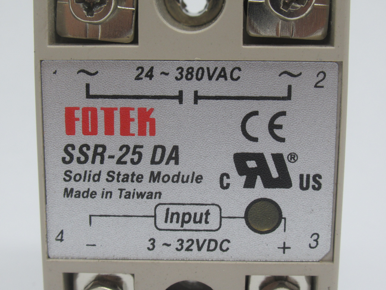 Fotek SSR-25DA Solid State Relay Module 24-380VAC 25A Output 3-32VDC Input USED
