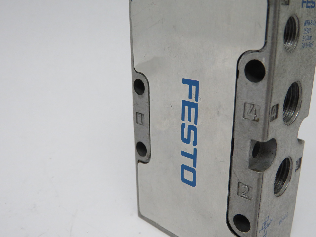 Festo 15901 MFH-5-1/4-B Solenoid Valve 2-10 bar 28-145 psi COS DENT/NO COIL USED