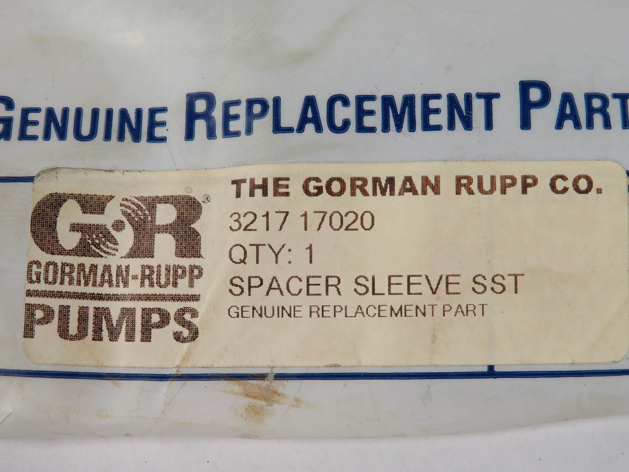Gorman-Rupp 3217-17020 Stainless Steel Spacer Sleeve NWB