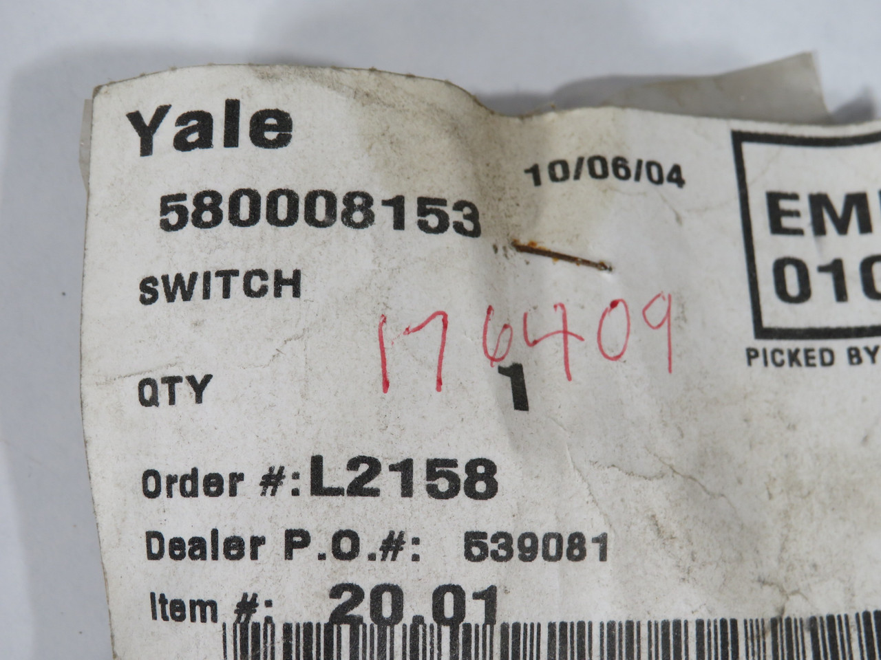 Yale 580008153 Forklift Neutral Safety Switch NWB