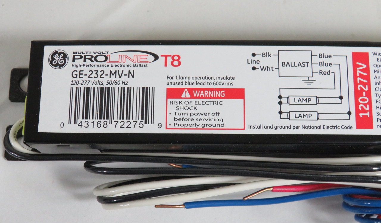 General Electric GE-232-MV-N 72275 Ballast 120-277V 50/60Hz 10Pk COS/BOX DMG NEW