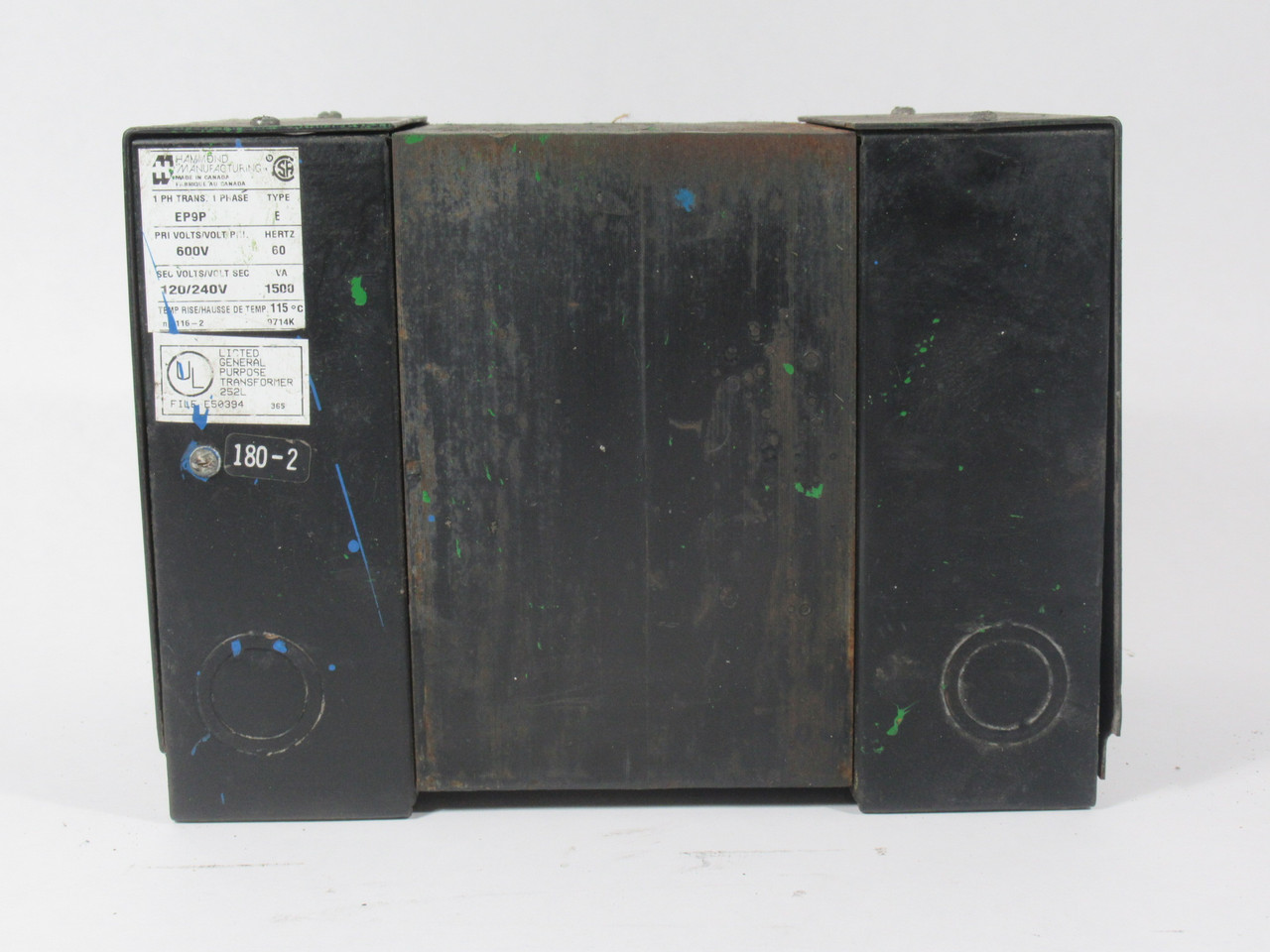 Hammond EP9P Transformer 1500VA Pri 600V Sec 120/240V 60Hz STAINED/RUST USED