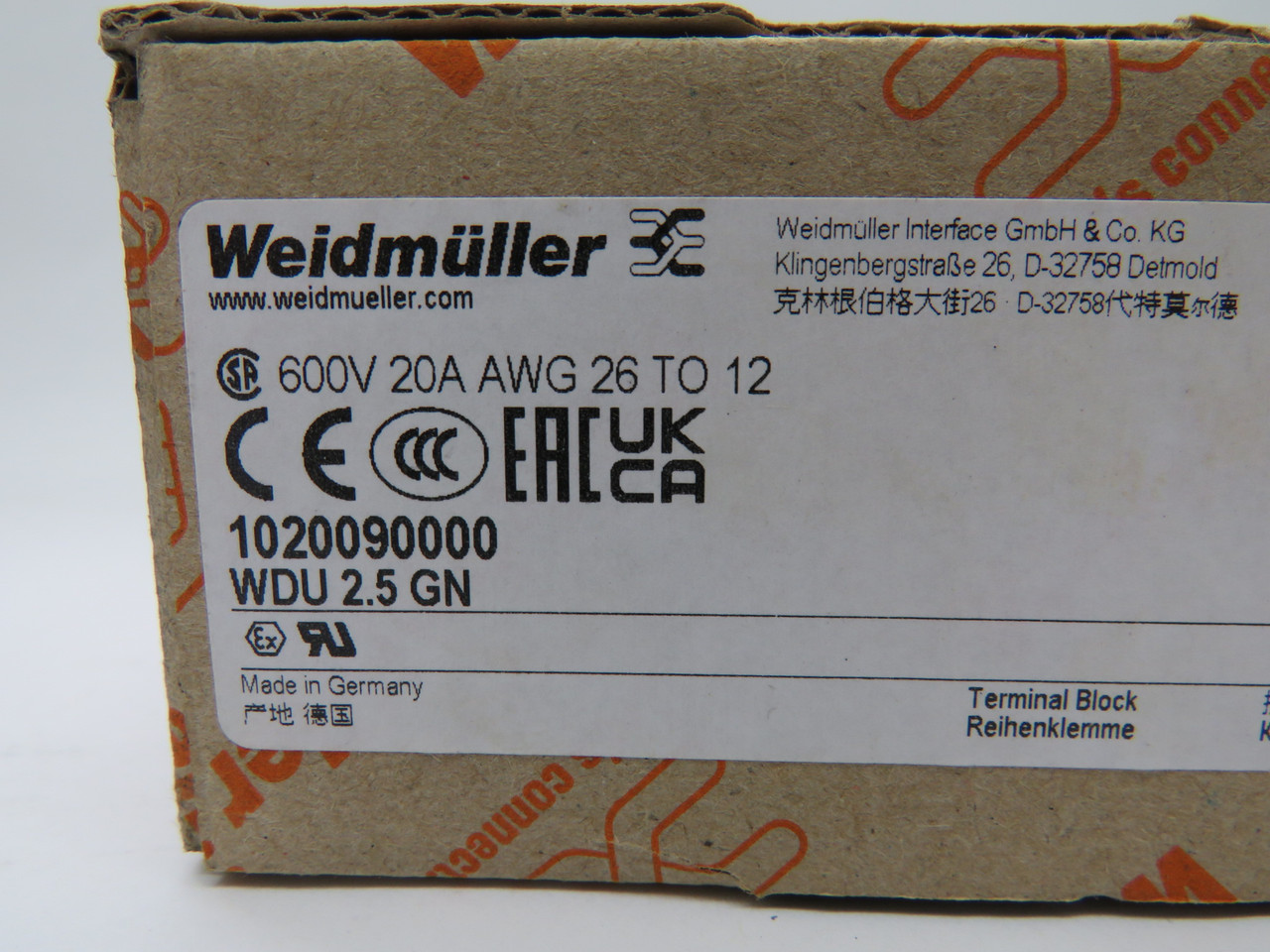 Weidmuller WDU-2.5GN Green Terminal Block 800V 26-12AWG Lot of 93 NEW