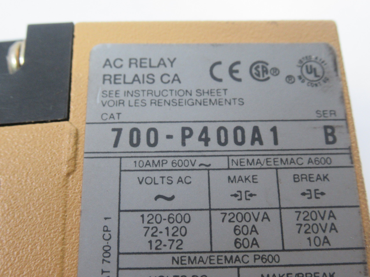 Allen-Bradley 700-P400A1 Series B Contactor Relay 110/115-120V 50/60Hz 4NO USED