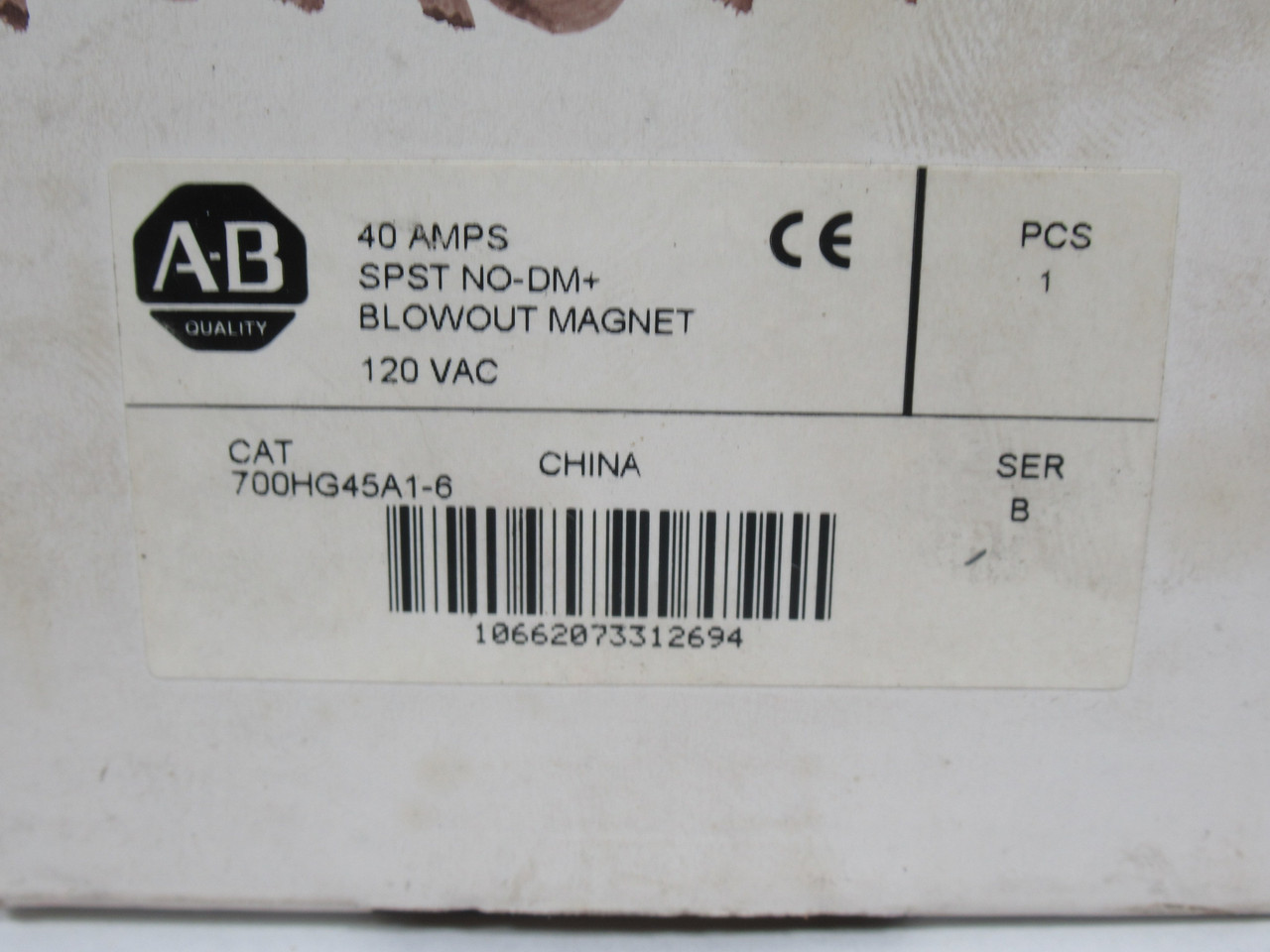 Allen-Bradley 700-HG45A1-6 Series B Control Relay 120VAC 40A SPST BOX DAMAGE NEW