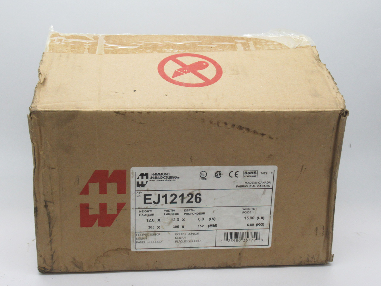 Hammond EJ12126 Steel Junction Box 12x12x6" NEMA 3R 4 12 and 13 BOX DAMAGE NEW