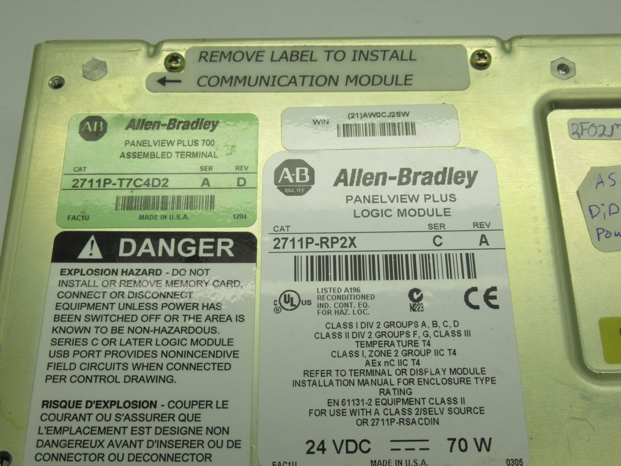Allen-Bradley 2711P-T7C4D2 Series A Color Operator Terminal 24VDC 70W AS IS