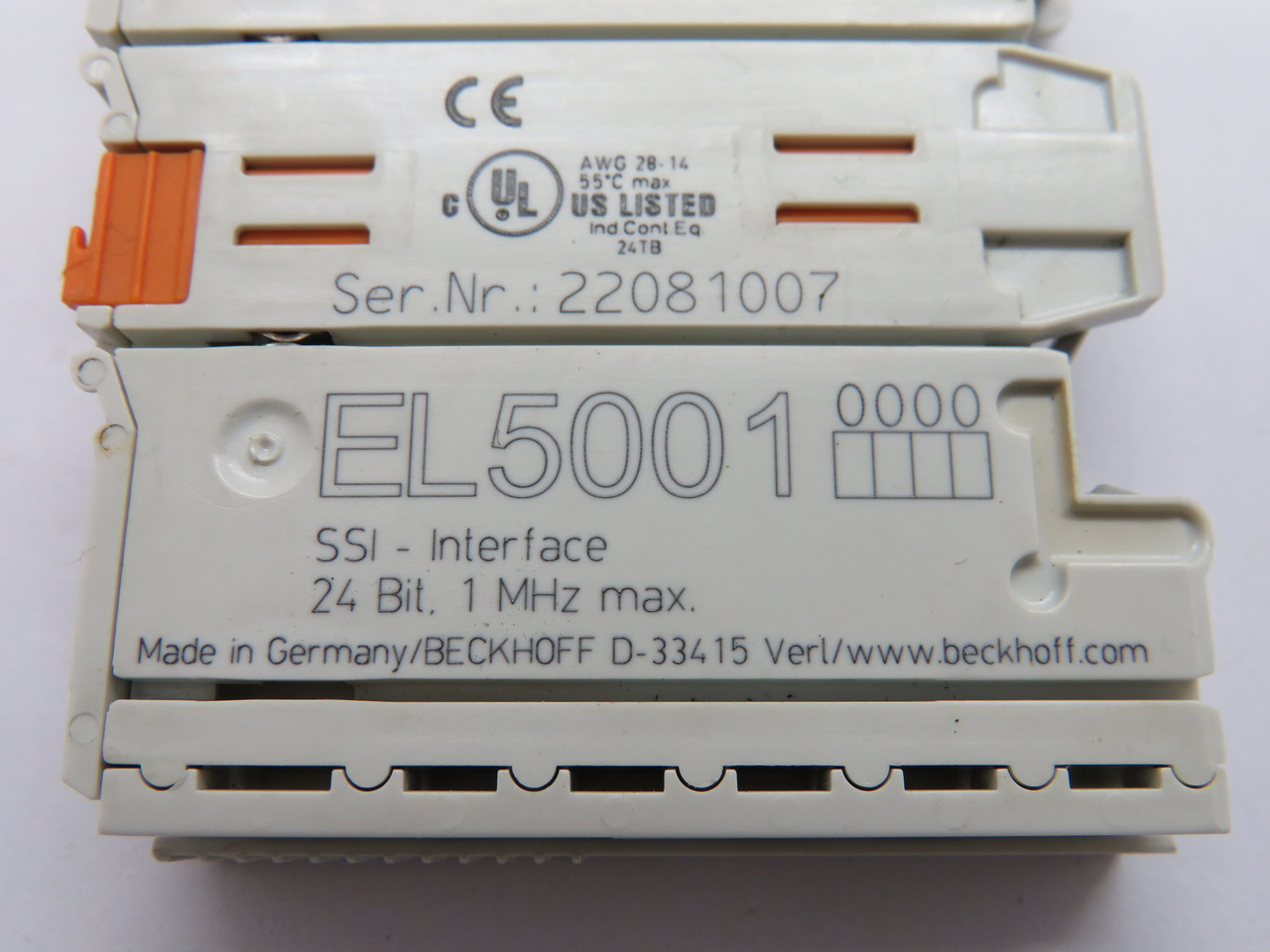Beckhoff EL5001 EtherCAT Terminal SSI Interface 1-Channel 24 Bit 1 MHz USED